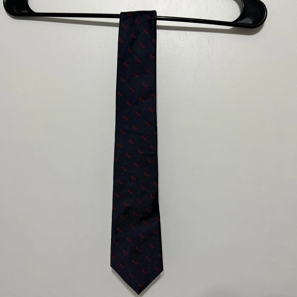 Camalier &‎ Buckley Mens Silk Tie Navy Blue Red Made in USA